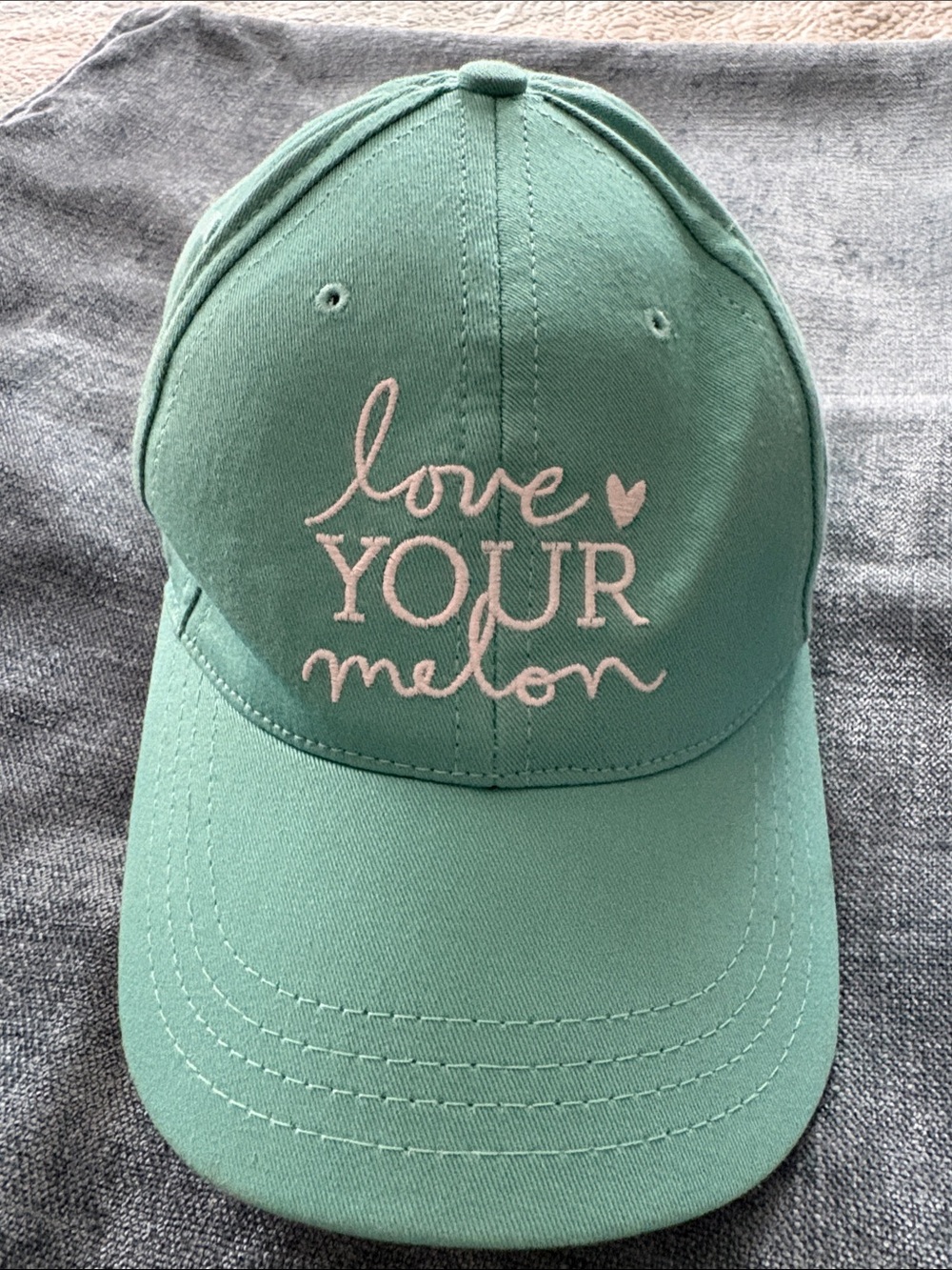 Love Your Melon Mint Green Baseball Cap with Pink Embroidery